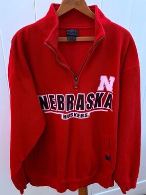 Vintage Y2K Nebraska Cornhuskers Blue 84 1/4 zip fleece sweatshirt